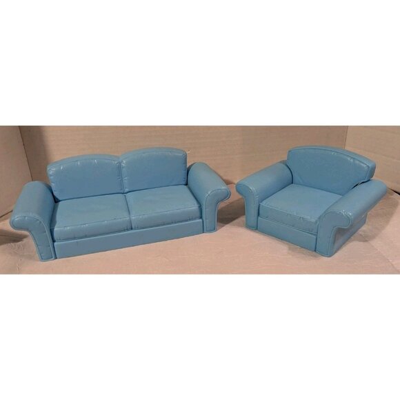 Y2K Barbie Furniture Couch Chair Sofa Blue Living In Style Room Set Plastic 2002 - Picture 4 of 14